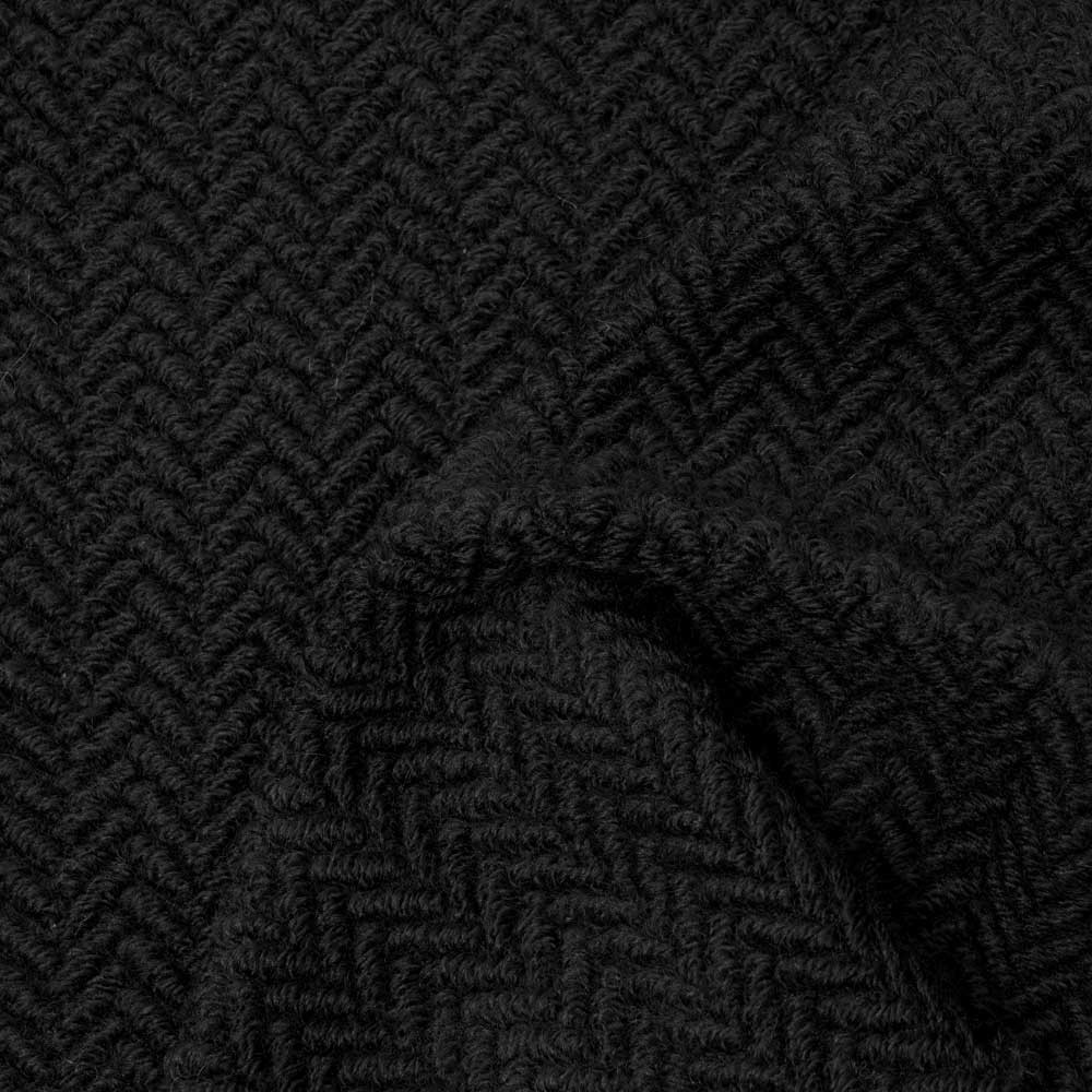 Tissu lainage noir maille bouclée à motif chevron | Pretty Mercerie | mercerie en ligne