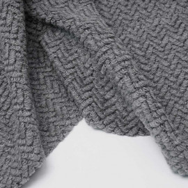 Tissu lainage gris chiné maille bouclée à motif chevron | Pretty Mercerie | mercerie en ligne