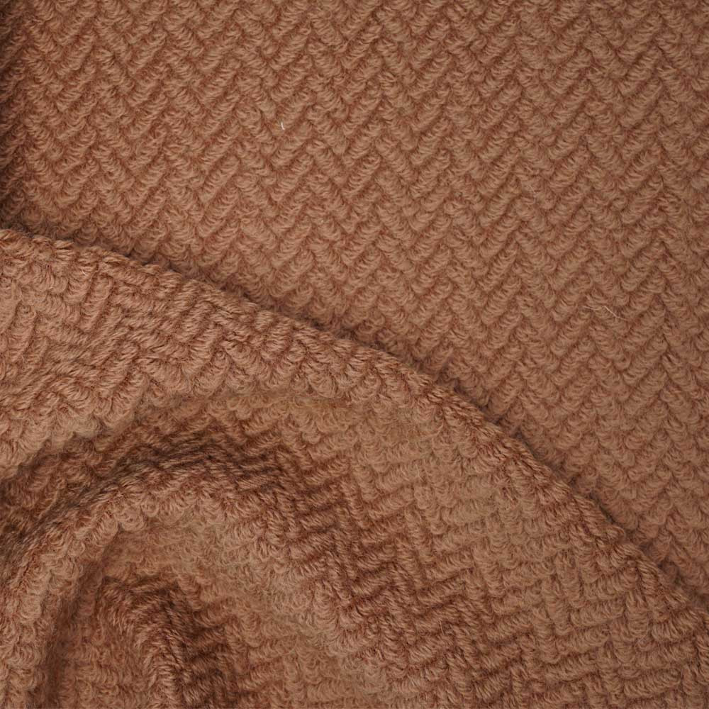 Tissu lainage rust maille bouclée à motif chevron | Pretty Mercerie | mercerie en ligne
