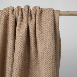 Tissu lainage beige maille bouclée à motif chevron | Pretty Mercerie | mercerie en ligne