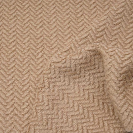 Tissu lainage beige maille bouclée à motif chevron | Pretty Mercerie | mercerie en ligne