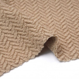Tissu lainage beige maille bouclée à motif chevron | Pretty Mercerie | mercerie en ligne