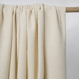 Tissu coton nid d'abeille écru | Pretty Mercerie | mercerie en ligne