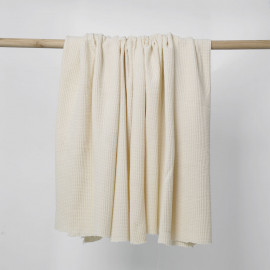 Tissu coton nid d'abeille écru | Pretty Mercerie | mercerie en ligne