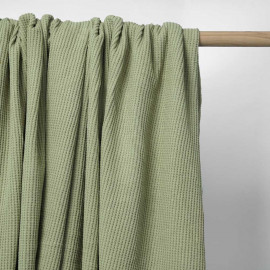 Tissu coton nid d'abeille pâle sauge | Pretty Mercerie | mercerie en ligne