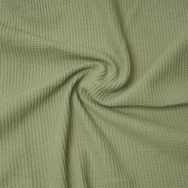 Tissu coton nid d'abeille pâle sauge | Pretty Mercerie | mercerie en ligne