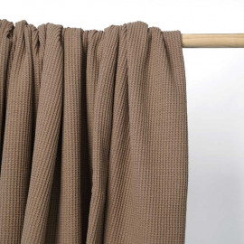 Tissu coton nid d'abeille taupe | Pretty Mercerie | mercerie en ligne