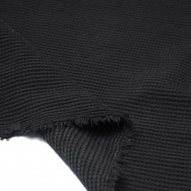 Tissu coton nid d'abeille noir | Pretty Mercerie | mercerie en ligne