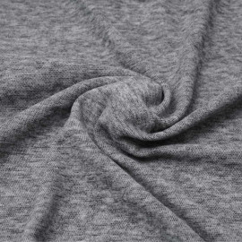 Tissu viscose pilou-pilou gris foncé chiné | Pretty Mercerie | mercerie en ligne