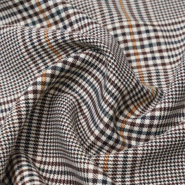 Tissu prince de Galles crème, beige et bleu ciel à fil lurex argenté | Pretty Mercerie | Mercerie en ligne