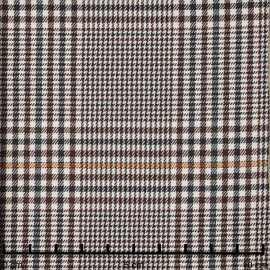 Tissu prince de Galles crème, beige et bleu ciel à fil lurex argenté | Pretty Mercerie | Mercerie en ligne