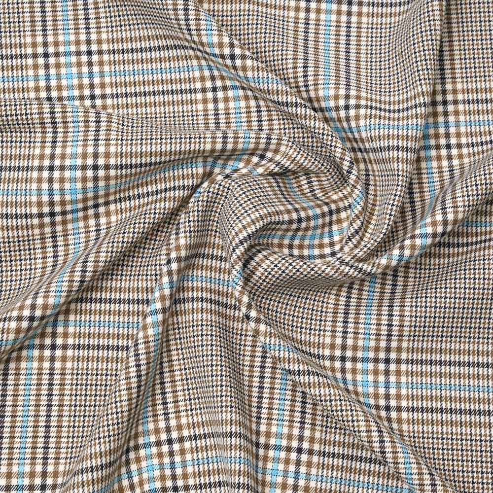 Tissu prince de Galles crème, vert et orange à fil lurex argenté | Pretty Mercerie | mercerie en ligne