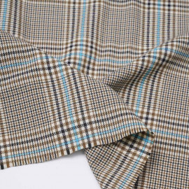 Tissu prince de Galles crème, vert et orange à fil lurex argenté | Pretty Mercerie | mercerie en ligne