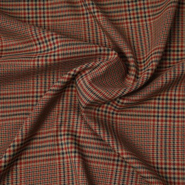 Tissu prince de Galles beige, vert et rouge à fil lurex argenté | Pretty Mercerie | mercerie en ligne
