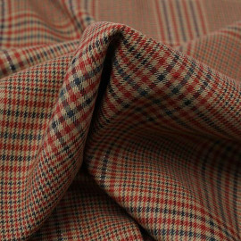 Tissu prince de Galles beige, vert et rouge à fil lurex argenté | Pretty Mercerie | mercerie en ligne