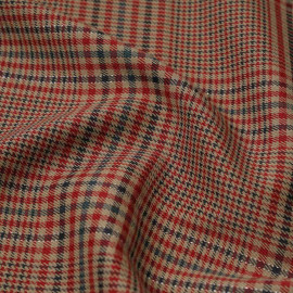 Tissu prince de Galles beige, vert et rouge à fil lurex argenté | Pretty Mercerie | mercerie en ligne