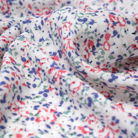 Tissu viscose rose blush à motif bloom bleu, vert et rose | Pretty Mercerie | Mercerie en ligne