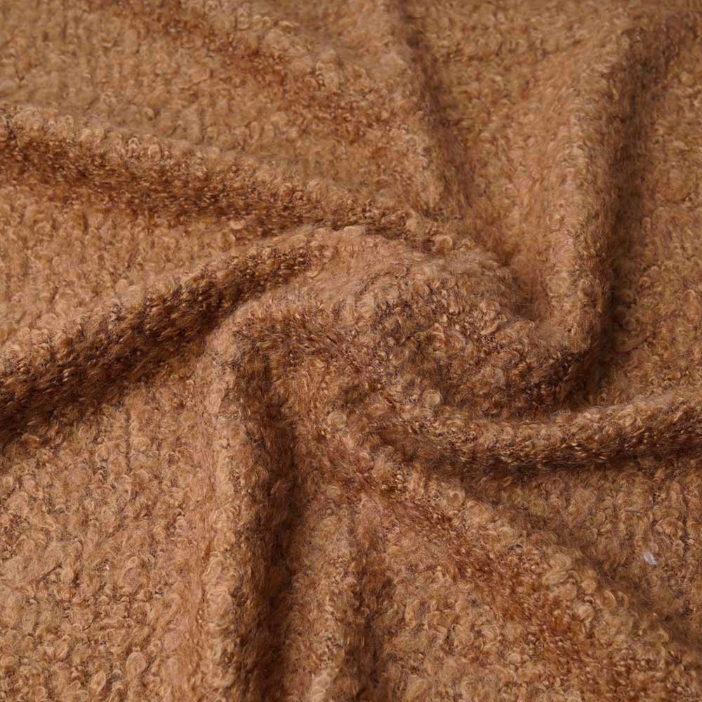 Tissu lainage maille bouclée tabac | pretty mercerie | mercerie en ligne