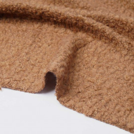 Tissu lainage maille bouclée tabac | pretty mercerie | mercerie en ligne