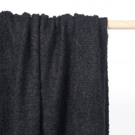 Tissu lainage maille bouclée noire | pretty mercerie | mercerie en ligne