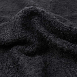Tissu lainage maille bouclée noire | pretty mercerie | mercerie en ligne