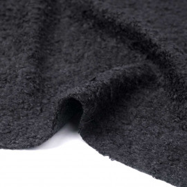 Tissu lainage maille bouclée noire | pretty mercerie | mercerie en ligne