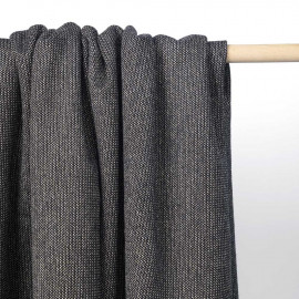 Tissu lainage noir maille tissée chevron fils dorés | pretty mercerie | mercerie en ligne