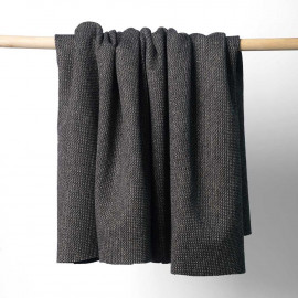Tissu lainage noir maille tissée chevron fils dorés | pretty mercerie | mercerie en ligne