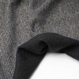Tissu lainage noir maille tissée chevron fils dorés | pretty mercerie | mercerie en ligne