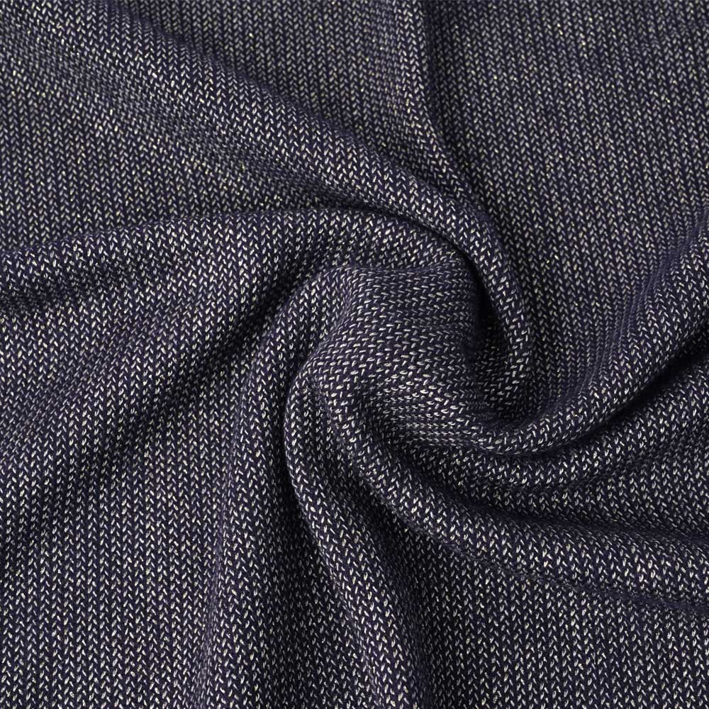 Tissu lainage bleu marine maille tissée chevron fils dorés | pretty mercerie | mercerie en ligne