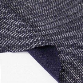 Tissu lainage bleu marine maille tissée chevron fils dorés | pretty mercerie | mercerie en ligne