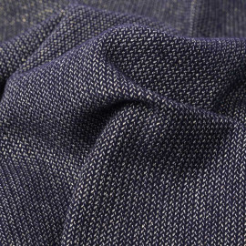 Tissu lainage bleu marine maille tissée chevron fils dorés | pretty mercerie | mercerie en ligne