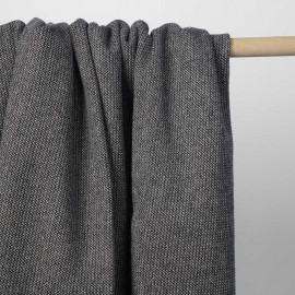 Tissu lainage gris maille tissée chevron fils dorés | pretty mercerie | mercerie en ligne