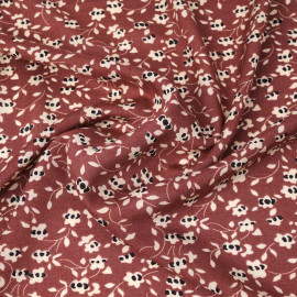 Tissu viscose tandoori spice à motif floral beige et noir | Pretty Mercerie | Mercerie en ligne