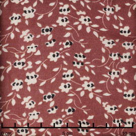 Tissu viscose tandoori spice à motif floral beige et noir | Pretty Mercerie | Mercerie en ligne