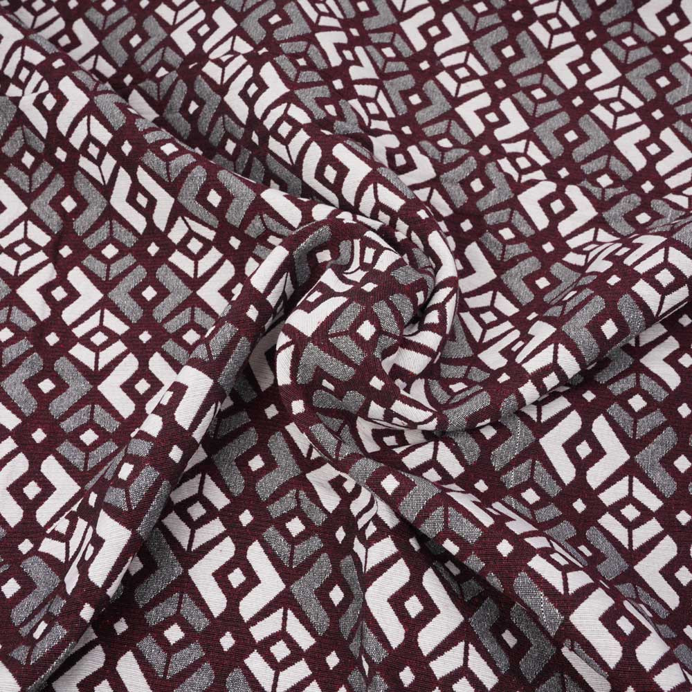 Tissu jacquard rhododendron à motif graphique rose et noir | Pretty Mercerie | mercerie en ligne
