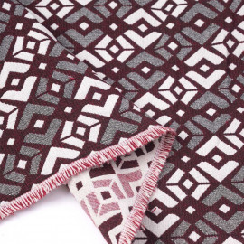 Tissu jacquard rhododendron à motif graphique rose et noir | Pretty Mercerie | mercerie en ligne