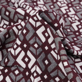 Tissu jacquard rhododendron à motif graphique rose et noir | Pretty Mercerie | mercerie en ligne