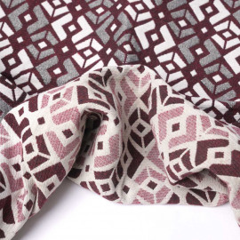Tissu jacquard rhododendron à motif graphique rose et noir | Pretty Mercerie | mercerie en ligne