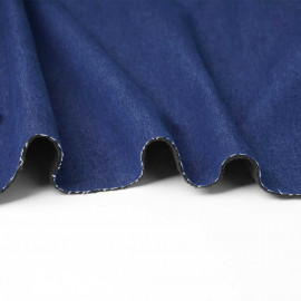 Tissu denim stretch bleu navy à doublure polaire noir | Pretty Mercerie | Mercerie en ligne