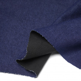 Tissu denim stretch bleu brut à doublure polaire noir | Pretty Mercerie | Mercerie en ligne