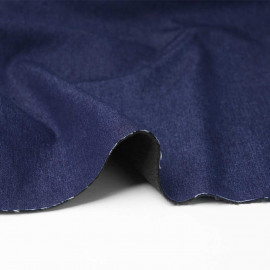 Tissu denim stretch bleu brut à doublure polaire noir | Pretty Mercerie | Mercerie en ligne