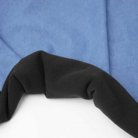Tissu denim stretch bleu clair à doublure polaire noir | Pretty Mercerie | Mercerie en ligne