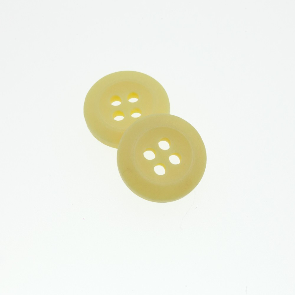 Bouton Polyester Jaune Beurre Frais 15mm