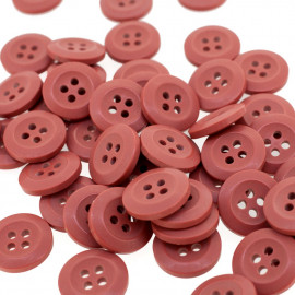 Bouton Polyester Rouge Tomette 15mm