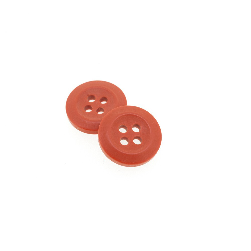 Bouton Polyester Rouge Ambre 15mm