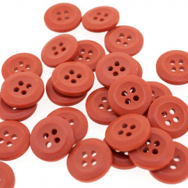 Bouton Polyester Rouge Ambre 15mm
