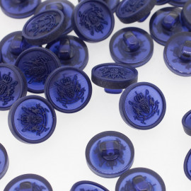 Bouton Polyester Blason Bleu De Minuit 15mm