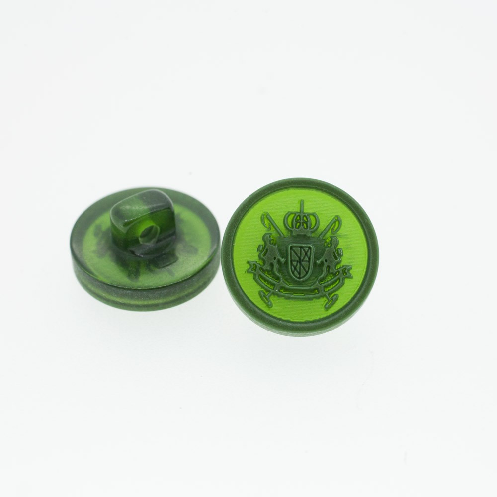 Bouton Polyester Blason Vert Militaire 15mm