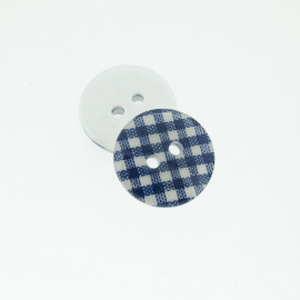 Bouton Polyester Vichy Bleu Marine 18mm